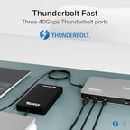 Plugable Thunderbolt 4 Dock for Quad Monitors 100W, Thunderbolt Docking Station Connects up to Four 4K Monitors for Windows and Mac Laptops, 2x HDMI, 4x Thunderbolt 4/USB C, Driver Required TBT-6950PD