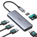 USB C Hub Adapter for MacBook Air, USB-C HD MI Dongle for MacBook Pro, 6 in 1 USBC HDMI Multiport Adapter Mac Converter with 4K HDMI, 3 USB 3.0,SD/TF for Dell XPS, HP, Surface and Other Type C Devices