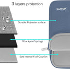 MOSISO Laptop Case 16 inch, 15-15.6 inch Laptop Sleeve Compatible with MacBook Pro 16 M4 M3 M2 M1, HP Acer Dell Lenovo ASUS Notebook, Polyester Vertical Computer Sleeve Bag with Pocket, Steel Blue