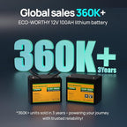 ECO-WORTHY 12V 100AH LiFePO4 Lithium Battery with Bluetooth, Max.1280Wh Energy, Low Temperature Protection, Group 24, Built-in 100A BMS, Perfect for Trolling Motor, RV, Boat, Solar Off-Grid
