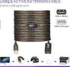 LDKCOK USB 2.0 Type A Male to A Female Active Repeater Extension Cable 60ft, High Speed 480 Mbps