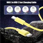 3-Pack Yellow [3.3FT+6.6FT+10FT] 60W USB C to USB C Cable, Type C Fast Charging Cable for iPhone 16 15 Pro Plus Pro Max，for Galaxy S24 S23, for iPad Pro/Air, for MacBook Pro/Air and More