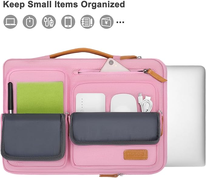 MOSISO 360 Protective Laptop Case 16 inch, 15-15.6 inch Laptop Sleeve Compatible with MacBook Pro 16, HP, Acer, Dell, Lenovo, ASUS, Side Open Carrying Case with 4 Zipper Pockets&Handle, Pink