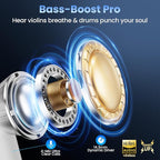 Wireless Earbuds, Bluetooth Headphones with Deep Bass Stereo, 48H Playback Ear Buds with LED Power Display Charging Case，Lightweight, IPX7, in-Ear Earphones with Mic for for Phone Tablet Laptop, White