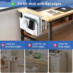 LUKETURE Laptop Holder, Steel Desk Side Storage, No Drill Standing Desk Accessories, Clamp on Laptop Mount with Pen Holder, Fits Flat Edge Tables 0.3" to 2.8" (White, L(2 Tier))