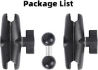 Dual Extension Double Socket Arm with 1" Double Ball Adapter Compatible with RAM B Size Mount and Other 1 inch Industry Standard Device, 360° Rotation Rod for Bike, Truck, Car (8.27" Length)