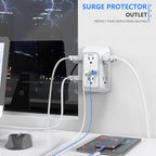 JcBlaon Outlet Extender Surge Protector - 6 Outlet Splitter with 4 USB Ports (2 USB C), Multiple Plug Expander Wall Charger, 3 Sided Multi Plug Wall Adapter Power Strip for Home Office Kitchen Travel