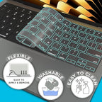 Kuzy Mint Premium MacBook Pro 14 inch Keyboard Cover M4 16" 2025 2024 2023 M3 M2 M1 Pro Max - MacBook Air 13 inch Keyboard Cover 15" M4 - A3240 A3241 A3401 A3403 A3114 A3113 - US Layout TPU, Mint