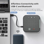 Conference Speaker and Microphone, USB C & Bluetooth Speakerphone for Computer, Laptop Speakers with mic, 360° Voice Pickup, AI Noise Reduction, 20H Call Time, Online Meetings