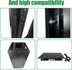 27U Server Cabinet Rack Enclosure,with Caster Wheels 2 Server Temperature Fans Locking Glass Door Removable Side Panels 27U Network Cabinet 22" Installation Depth,Standard 19" Equipment