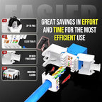 AMPCOM CAT6 RJ45 Keystone Jack - Reusable UTP Ethernet Wall Jack with Adjustable Ratchet Lock Design, No Tool and Zip Tie Required - 50u Gold Plated - Blue (2-Pack)