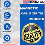 Magnet Zip Tie Mount Magnetic Zip Ties Mount Holder Strong 1-Second Magnetic Snap Installation Heavy-Duty Waterproof Cable Tie Mounts for Car Boat Workshop Industrial Organizing (24 Piece)