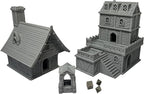 Medieval Miniature Building Terrain Set Compatible with Tabletop RPG War Games, Dioramas Building Set, Paintable, Gift for Tabletop Hobby Enthusiasts by HAUTICO (18mm Scale)