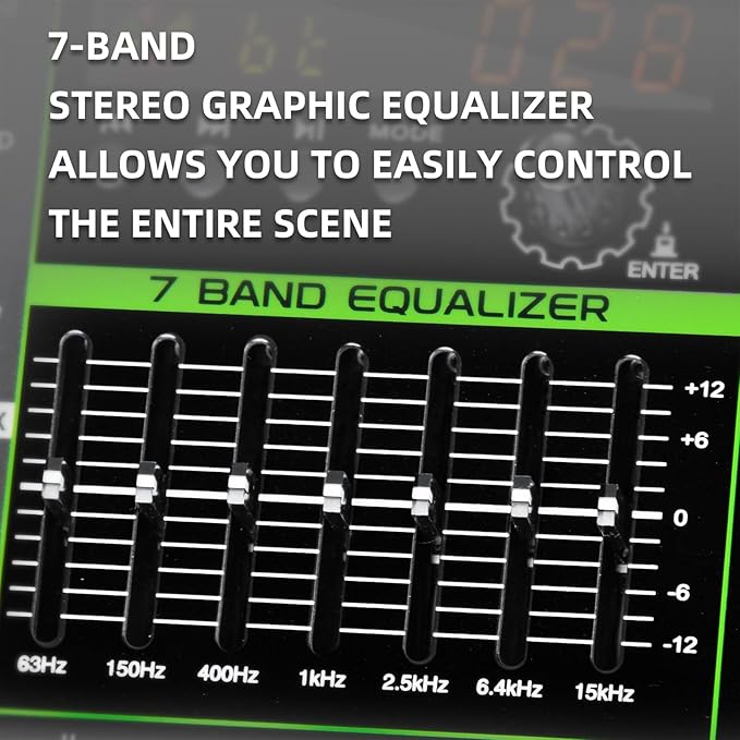 Depusheng PA8 Professional Audio Mixer Sound Board Console Desk System Interface 8 Channel Digital USB Bluetooth MP3 Computer Input 48V Phantom Power Built-in 256 Reverb Effect, Black