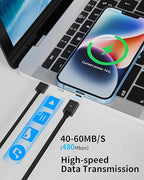 ZBF Magnetic Charging Cable 3A Fast Charging (4-Pack, 3.3/3.3/6.6/6.6 ft) 3 in 1 Magnetic Phone Charger, 480Mbps Data Transfer, USB A to Type C Charger Cable for USB-C/IproductMicro USB Device(Black)