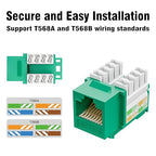 iwillink 10Gbps Cat6 Keystone Jack, RJ45 Keystone Jack 25-Pack and Keystone Punch-Down Stand, UTP Modular Ethernet Jack Insert 90-Degree, Punch Down Keystone Jack Adapter, Green