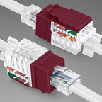 Everest 45° Angled RJ45 Cat6A Keystone Jacks 10-Pack in Red - Slim Profile Female RJ45 Connectors - Cat 6A Keystone Jack - Compatible with 45° Angled Speed Termination Tool - 45Term (B0BL3GS7ZY)