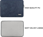 RAINYEAR 16 Inch Laptop Sleeve PU Suede Leather Case Protective Padded Cover Water Resistant Carrying Bag Compatible with 16" MacBook Pro/Max A2780 A2991 A3403 A3186 A2141 A2485 (Deep Blue)