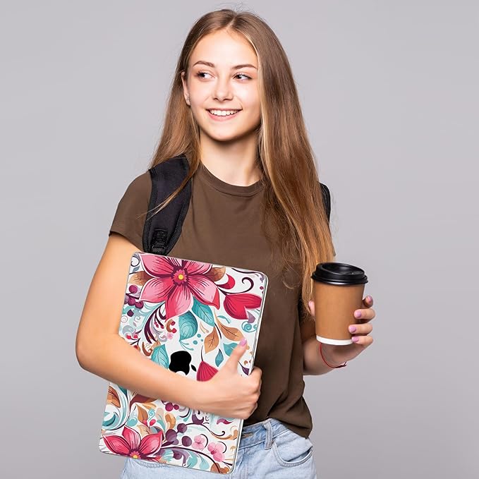Compatible with MacBook Air 13.6 inch Case, M4 A3240/M3 A3113/M2 A2681 (Released 2025 to 2022), Hard Shell, Keyboard Cover, Screen Protector, Webcam Cover & Type-C Adapter, Geometric Flowers