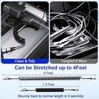 USB to USB-C and Lightning Cable Combo, 2 in 1 Coiled iPhone Charger Cable Apple Carplay & Android Auto, [MFi & 3A Fast Charge] Retractable Lightning and USB C Cable Cord for iPhone 16/15/14/Android