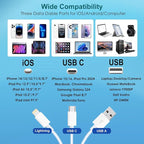 SD Card Reader for iPhone/iPad, 5-in-1 Universal Memory Card Reader for SD/TF Card/USB Drive, USB-C/Lightning/USB Connector Compatible with iPhone 16/iPad Pro/Galaxy/MacBook/Dell etc.