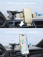 CHGeek Wireless Car Charger, 15W Fast Charging Auto Clamping Car Charger Phone Mount Phone Holder fit for iPhone 15 14 13 12 11 Pro Max Xs, Samsung Galaxy S25 Ultra S24 S23 S22, S21, S20, Khaki