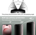 2 Pack Matte Privacy Screen Protector for iPhone 16/15/14 Pro 6.1-Inch Auto Dust Removal, No Bubbles, Anti-Spy Tempered Glass Film, Easy Installation