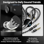 BASN BmasterX in Ear Audio Monitor, Hybrid 6 Drivers IEM Earphones with Crystal Clear Sound, Detachable Cable Plus Carrying Case & Fit Kit for Musician, Stage, Studio (3.5mm/4.4mm Jack, Black/Silver)