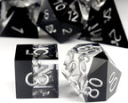 Haxtec Sharp Edge DND Dice Set Black Swirls Resin Dice with Dice Case D&D Dice for RPG Role Playing Games Compatible with Dungeons and Dragons Gifts