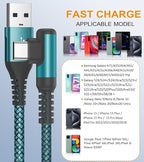 sweguard USB Type C Charger Cable Right Angle [2-Pack,3.3FT] iPhone 15 Charger Nylon Braided Cord for iPhone 16 15 Pro Max Samsung Galaxy S25 S24 S23 S22 S21 S20 S10 S9 Note A15 A55 Flip Pixel LG Moto