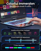 SIEBITU Clear Wireless Keyboard Case for iPad Air 11-inch (M3 2025/M2 2024) & iPad Pro 11-inch 4th 3rd 2nd 1st Gen, 7-Color Backlit with Multi-Touch Trackpad for 10.9” iPad Air 4th/5th Gen, Black