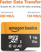 Amazon Basics 1TB microSDXC Card with Adapter, Read Speed Up to 200MB/s, 1-Pack