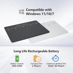 Wired & Wireless Metal Touchpad for PC Computer & Laptop, Rechargeable Trackpad Travel-Friendly Bluetooth & USB Mouse Pad for Windows 7/10/11, Silver