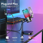 MAONO Gaming USB Microphone for PC with Noise Cancellation, Computer RGB Condenser Mic for Streaming Discord Twitch YouTube Podcast Online Chat PS4 PS5, GamerWave DGM20