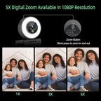 Angetube 1080p Webcam with Ring Light for Streaming: USB 60FPS Web Camera with Microphone-HDR-Enabled-HD Auto Light Correction Web Cam with Adjustable FOV, for Teams, Zoom, PC/Laptop/Mac/Desktop