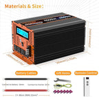 4000 Watt Pure Sine Wave Power Inverter 24V DC to 110V 120V Converter for Family RV Off Grid Solar System Car with Type-C Ports 4 AC Power Outlets Dual USB Ports LCD Display and Remote Control