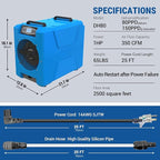MOUNTO Commercial Dehumidifier, 150 Pint High-Capacity, Includes Pump Drain Hose for Water Damage Restoration, Ideal for Basements, Warehouses & Job Sites