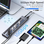 Powered USB 3.1 Hub, ACASIS 16 Ports USB 3.1 Hub with 10Gbps Data Speed，Aluminum Housing, USB Hub Powered with 96W Power Adapter, USB Hub for PC/Laptop, Computer, Flash Drive, Printer, Camera