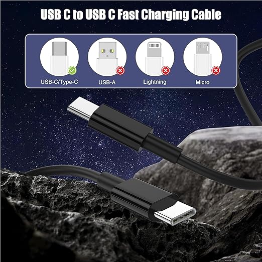 3-Pack Black [3.3FT+3.3FT+6.6FT] 60W USB C to USB C Cable, Type C Fast Charging Cable for iPhone 16 15 Pro Plus Pro Max，for Galaxy S24 S23, for iPad Pro/Air, for MacBook Pro/Air and More