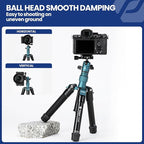 Fotopro Mini Tripod with Ball Head Phone Mount Detachable Selfie Stick Folded only 8.6" Max Load up to 6.6 lbs FY-810 Blue