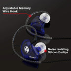 BASN Bsinger PRO in-Ear Monitors Hybrid Dynamic Dual Drivers Two Detachable MMCX Cables Musicians in-Ear Earbuds Headphones (Blue)