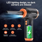 COLORCORAL 12-in-1 Cordless Compressed Air Duster with 2-Speeds 120,000RPM, LED Light, Computer Vacuum Air Duster 2-in-1, Perfect for Deep Cleaning Keyboards, PCs, Cars, and Electronics