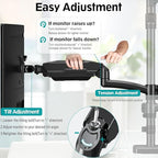 MOUNT PRO Triple Monitor Mount for Max 32" Computer Screen, Adjustable 3 Monitor Desk Mount, up to 17.6lbs Each, Gas Spring Three Display Arm with Tilt Swivel Rotation, VESA Mount 75x75/100x100mm