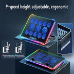 Gaming Laptop Cooler with 13 Ultra Quiet Fans, LCD Screen and Multi Color RGB - 10 Lighting Modes, 9 Adjustable Heights, Dual USB Ports, Built in Phone Holder for 15 to 21 Inch Laptops on Desk or Lap