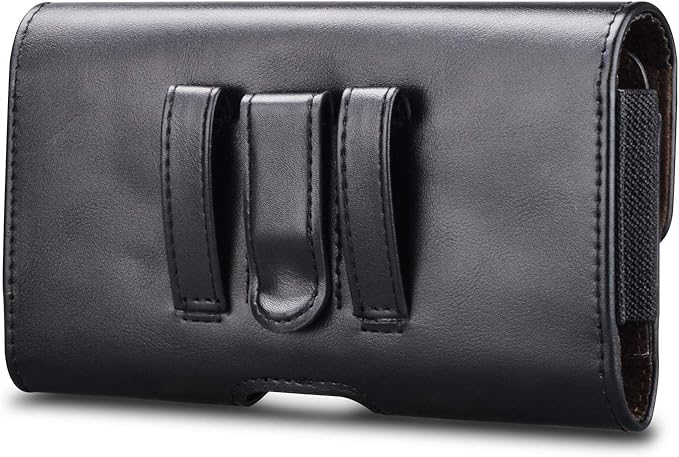 Phone Holster for Samsung Galaxy S25 S24 S23 S22 S21 Ultra S20 FE S10 S9+ S8+ Note 20 A12 A32 A52 A02S A11 A21 A51 PU Leather Cell Phone Pouch with Belt Clip Loop Card Holder,Black