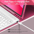 Galaxy Tab S9 FE+/ S9+ /S10+ 12.4 Inch Case with Keyboard, Detachable Bluetooth Keyboard with Pen Holder for Samsung Tab S10+ Plus/S9+ Plus/S9 FE+ Plus 5G 12.4", Pink