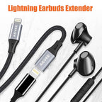 AGVEE 6.6ft Lightning Extension Cable, Braided Female to Male Extender Full Function Cord Compatible with iPhone iPad, Data Sync Video Audio & Charging Connector Adapter, Dark Gray
