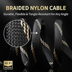 10 AWG Audiophile HiFi Speaker Audio Cable–4N OFC Core,24K Gold-Plated Banana Plugs with Nylon Braid,Compatible with Amplifier,Speakers,AV Receiver & Home Theater(6.56ft/2m) 2-Pack