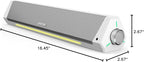 Bluedee Computer Speakers, Bluetooth Computer Soundbar, HiFi Stereo, 3.5mm Aux-in Connection, USB Powered Computer Speakers for Desktop Monitor, PC, Laptop, Tablets