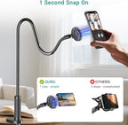 Gooseneck Phone Holder for Bed, Magnetic Cell Phone Stand for iPhone 16 15 14 13 12 Pro Max Plus Mini, Flexible Long Arm Mount 360 Adjustable for Desk Bedside Filming